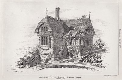 Design för Cottage Residence, Ewhurst, Surrey (gravyr) av English School