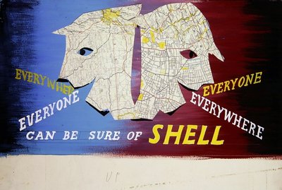 Design för Shell (gouache och collage ombord) av English School