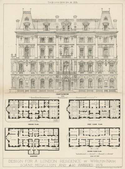 Design för en bostad i London av W Hilton Nash av English School