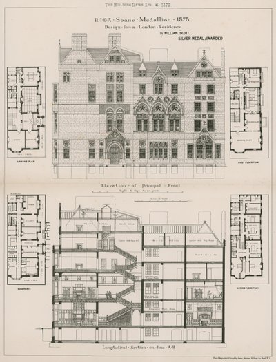 Design för en bostad i London av William Scott av English School