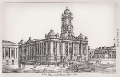 Design för Wakefield Town Hall (gravyr) av English School
