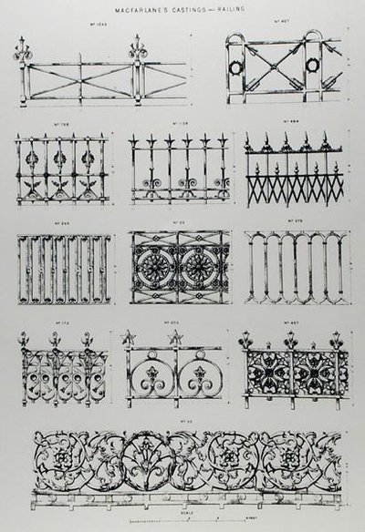 Design för gjutjärnsräcken, från 