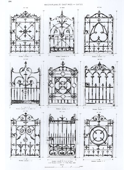 Design för gjutjärnsräcken, från Macfarlanes Castings av English School