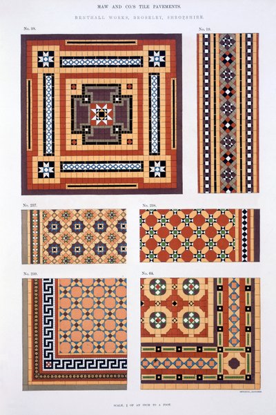 Design från handelskatalogen över Maw & Sons kakelbeläggningar av English School
