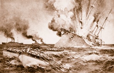 Förstörelsen av Dresden utanför Fernandez den 14 mars 1915, 1914-19 av English School