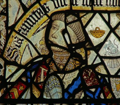 Detalj från ett fönster som visar givaren (målat glas) (detalj av 344929) av English School