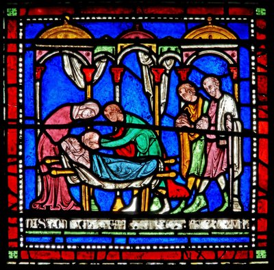 Detalj från Miracle Window som visar berättelsen om Richard från Sunieves av English School
