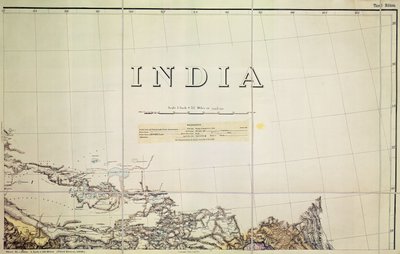 Detalj av en karta över gränsen mellan Indien och Tibet av English School