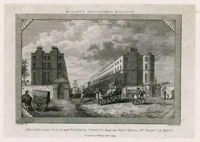 Devonshire Place och Wimpole Street från New Road, St Marylebone av English School