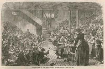 Middag på Clare Market ragged School, julen 1869 av English School