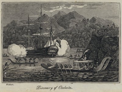 Discovery of Otaheite (gravyr) av English School