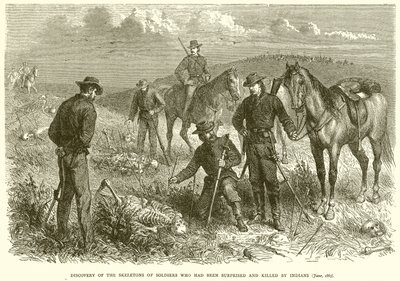 Upptäckten av skelett av soldater som hade blivit överraskade och dödade av indianer (juni 1867) av English School