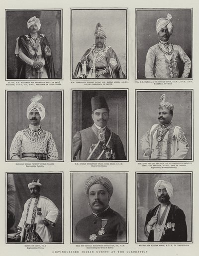 Distinguished Indian Guests at the Coronation, illustration från The Graphic, 28 juni 1902 av English School