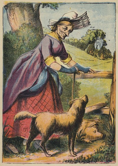 Hund! Hund! Bite Pig (färglitografi) av English School