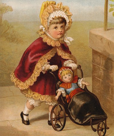 Dolly och jag (färglitografi) av English School