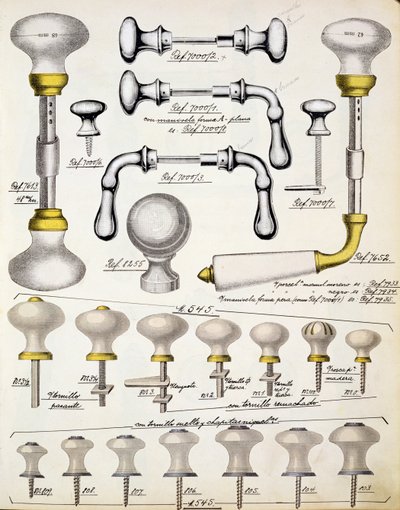Dörrhandtag, från en handelskatalog över inhemska varor och beslag, ca 1890-1910 av English School