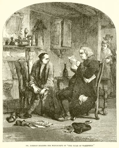 Dr Johnson läser manuskriptet av The Vicar of Wakefield av English School