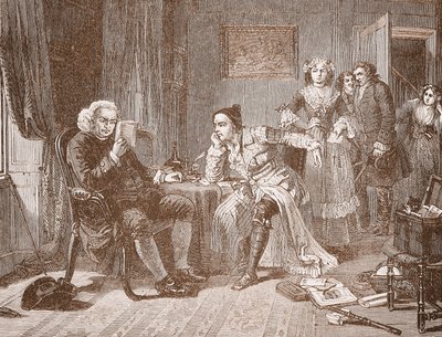Dr Johnson räddar Goldsmith från sin hyresvärdinna av English School