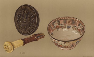 Drakes käpp och kapten Cooks punch-skål (chromolitho) av English School