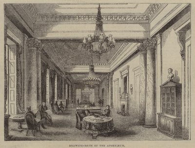 Salong på Athenaeum Club, London (gravyr) av English School