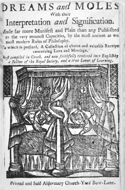 Drömmar och mullvadar, titelblad, ca 1750 (träsnitt) av English School