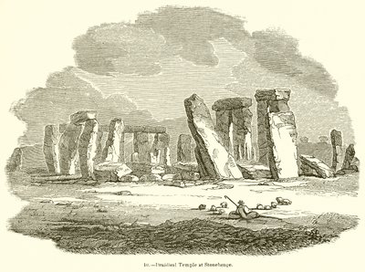 Druidiskt tempel i Stonehenge av English School