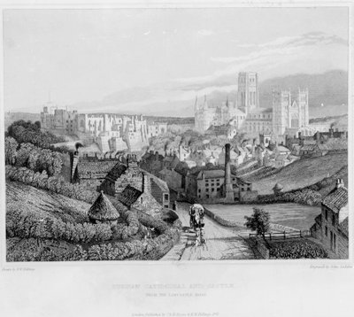 Durham Cathedral and Castle från Newcastle Road, 1841 av English School