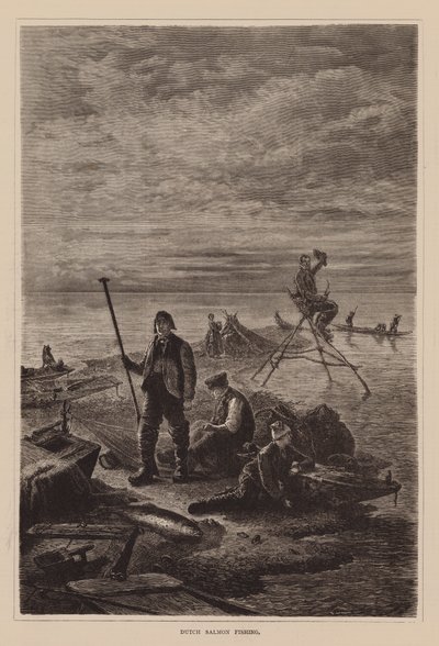 Nederländskt laxfiske (gravyr) av English School
