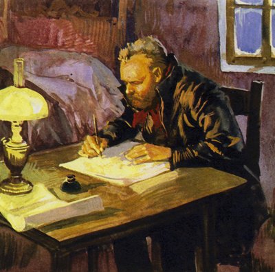 Dvorak skrev i långa timmar i sitt eländiga boende av English School