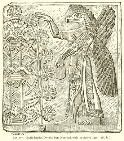 Eagle-Headed Divinity från Nimroud, med det heliga trädet av English School