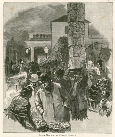 Tidigt på morgonen på Covent Garden Market, London av English School