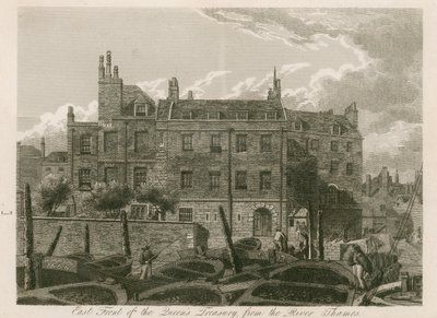 Öst framsidan av Queens Treasury, från Themsen av English School