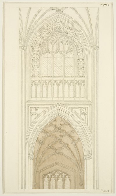 Östra sidan av South Transept of St Mary Redcliffe (penna och akvarell på papper) av English School