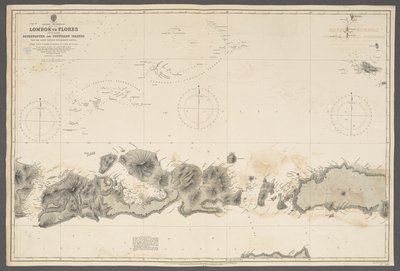 Östra skärgården, Lombok till Flores, inklusive Paternoster- och Postillonöarna; från ... Bataviska regeringens undersökningar. [Admiralty Chart], London av English School