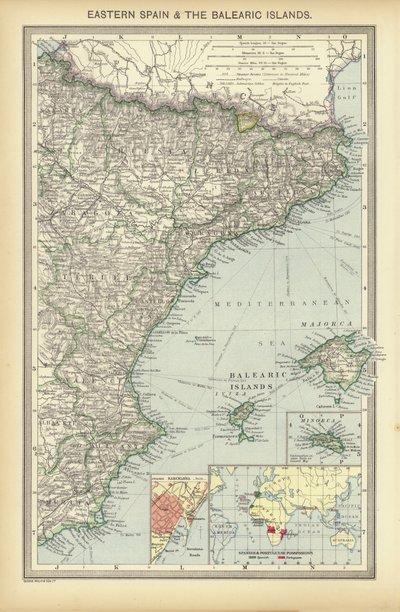 Östra Spanien och Balearerna (färg litho) av English School