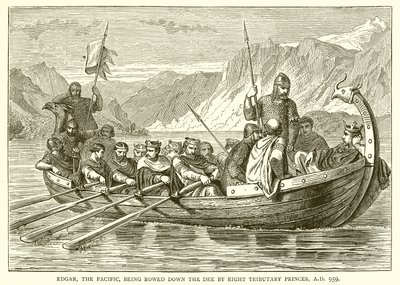 Edgar, Stilla havet, roddas ner på Dee av åtta biträdande prinsar, 959 e.Kr. av English School