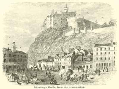 Edinburgh Castle, från Grassmarket av English School