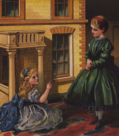 Edith och Millys hushållning (färglitografi) av English School