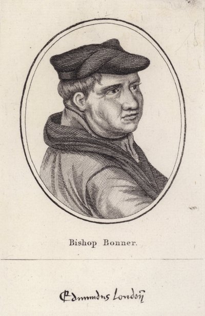 Edmund Bonner, engelsk präst och biskop av London som förföljde protestanter under Maria I:s regeringstid (gravyr) av English School