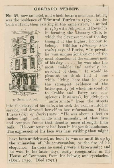Edmund Burke och 37 Gerrard Street av English School
