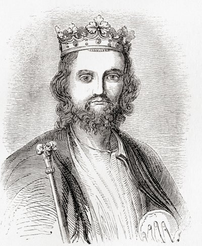 Edward II, alias Edward av Caernarfon, från Gamla England: A Pictorial Museum, publicerad 1847 av English School