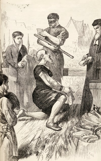 Edward Seymour på ställningen i väntan på sin avrättning, c.1865 (trägravyr) av English School