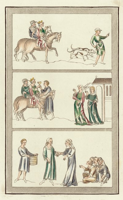 Edward Martyren, hans lönnmord, Thomas Beckets föräldrar (färgad gravyr) av English School
