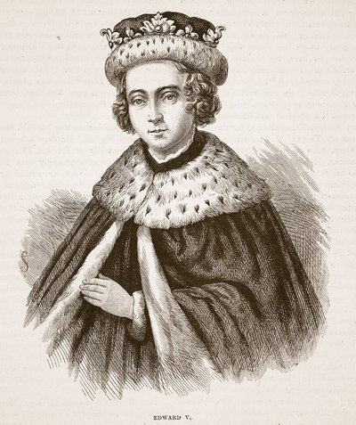 Edward V, illustration från Cassells Illustrated History of England (sepiafoto) av English School