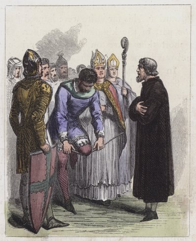 Edward at Kenilworth (färgad gravyr) av English School
