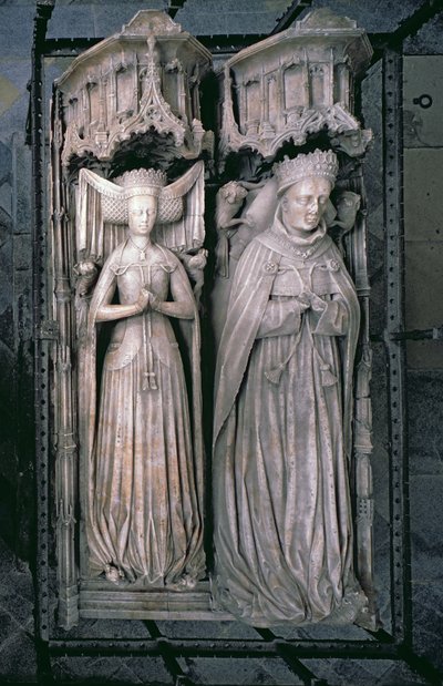 Bildningar av Thomas Fitzalan, 5:e earlen av Arundel och hans fru Beatrice, i Fitzalans kapell (alabaster) av English School