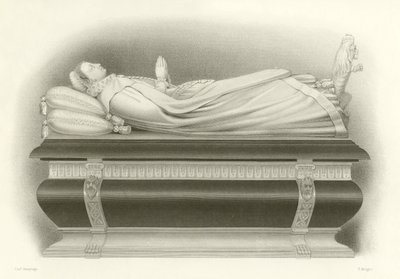 Bild av Mary, Queen of Scots på hennes grav i Westminster Abbey av English School
