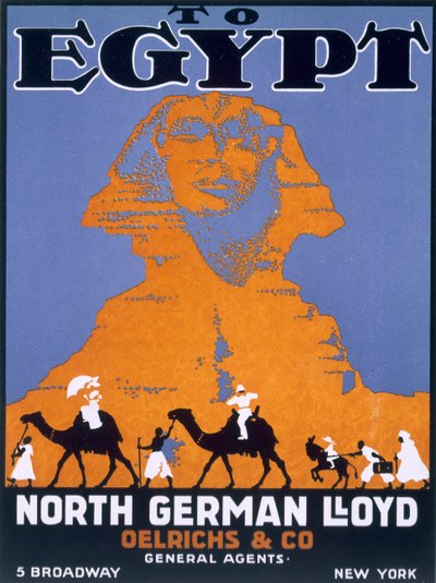 Egypten, affisch reklam Norddeutscher Lloyd av English School