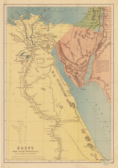 Egypten med Sinaihalvön och israeliternas resor (färglitografi) av English School