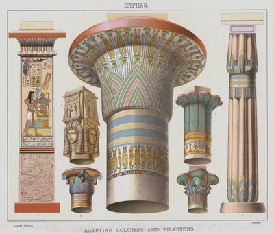 Egyptiska, egyptiska kolonner och pilastrar av English School
